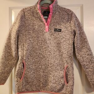 Simply Southern Pink And Gray Heather 1/4 Snap Fleece Pullover Size Small
